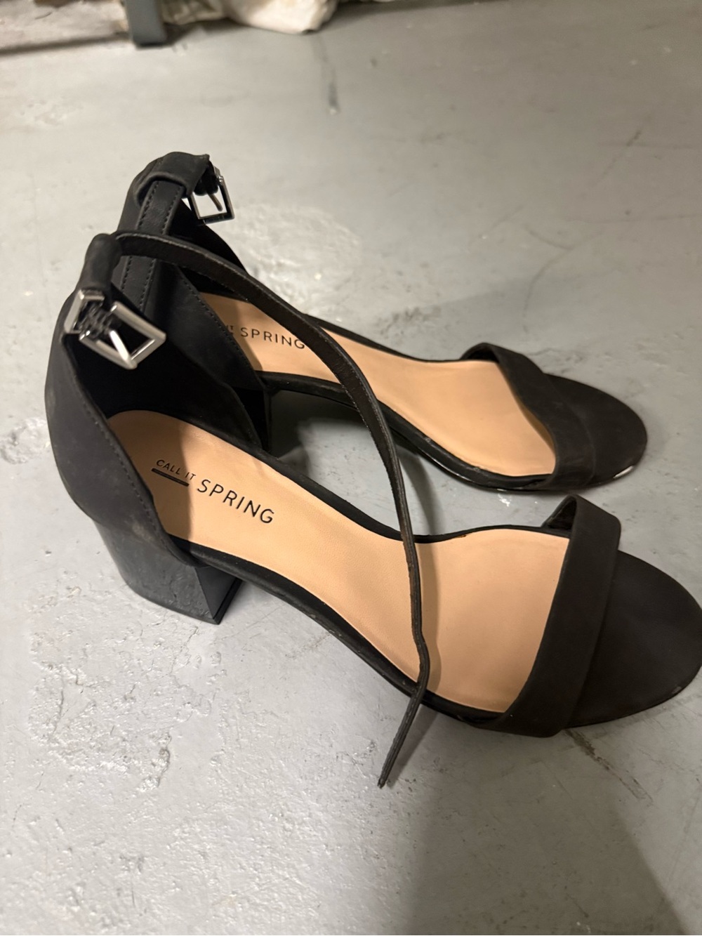 Call It Spring Black  Block Heel Sandals